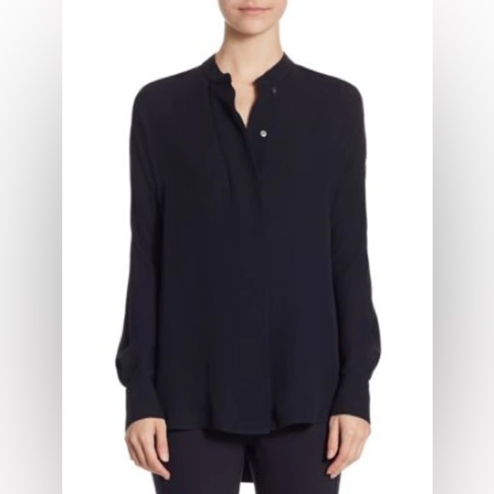 Theory Perfect Dolman Silk Blouse In Deep Navy - Picture 3 of 3